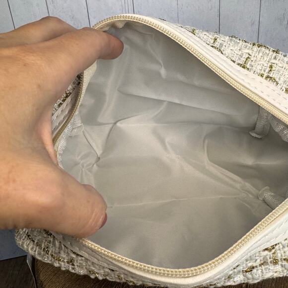 Tweed Pouch with Removable Wristlet Strap Neutral Bag NEW FAST SHIP - Picture 8 of 8